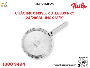 Chảo inox Fissler Steelux Pro 24/28cm – Inox 18/10